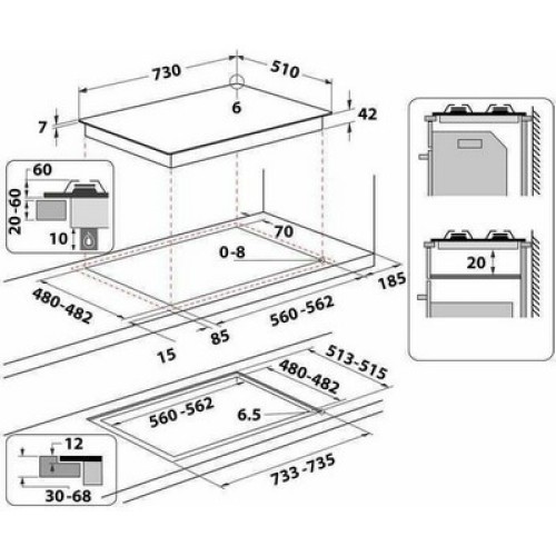 ΕΣΤΙΑ ΕΝΤΟΙΧ.ΑΥΤ.ΥΓΡ. WHIRLPOOL GOWL 728/NB ΜΑΥΡΗ 5ΕΣΤΙΩΝ 73x51